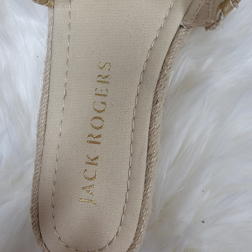 Jack Rogers platform slide sandals tan metallic floral size 7.5 - Picture 4 of 6